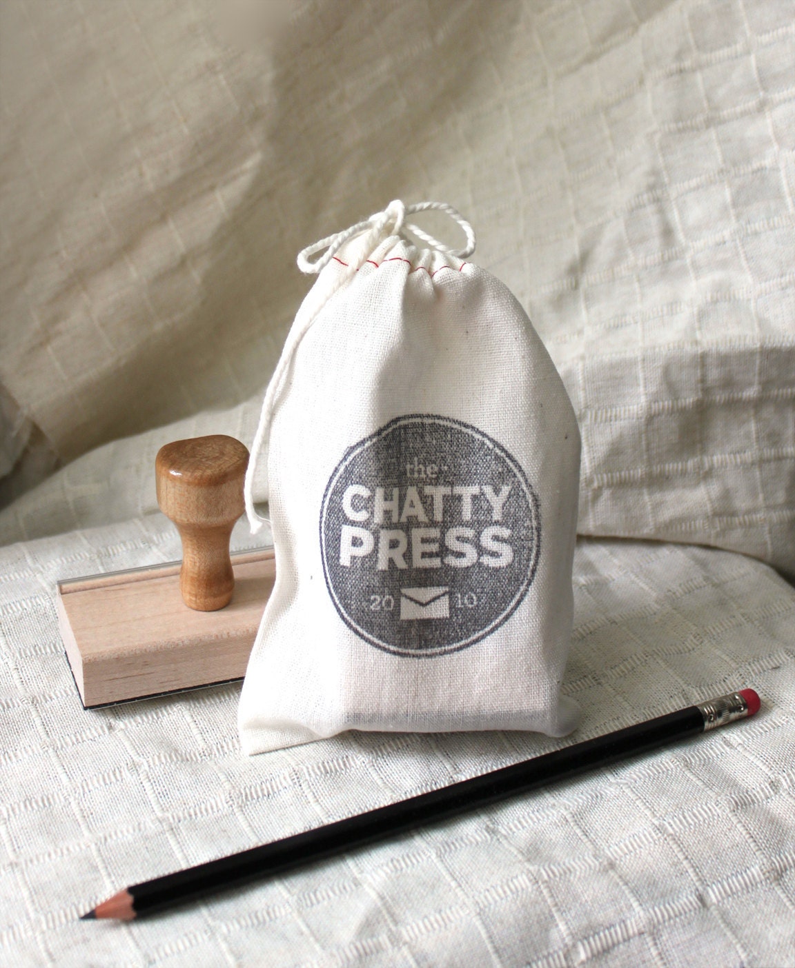 Custom return address rubber stamp WOODTYPE ARCH with wood handle