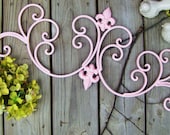 Precious Pink Indoor/outdoor Wrought Iron Fleur De Lis Scroll Wall Decor-31"