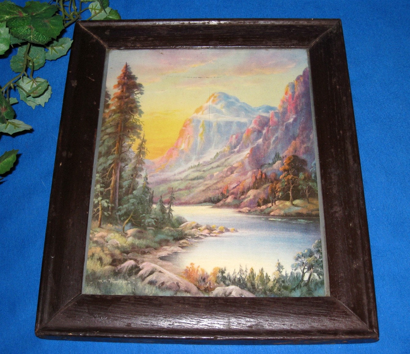 1940s "Paradise Valley" Art Print W.M. Thompson Embossed 8 x 10 Print / Free US Shipping