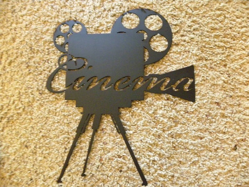 Home Theater Decor Cinema W/Tripod Metal Wall Art
