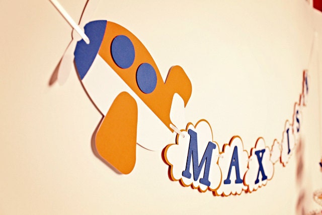 Up in the Air Plane Birthday Banner Il_570xn