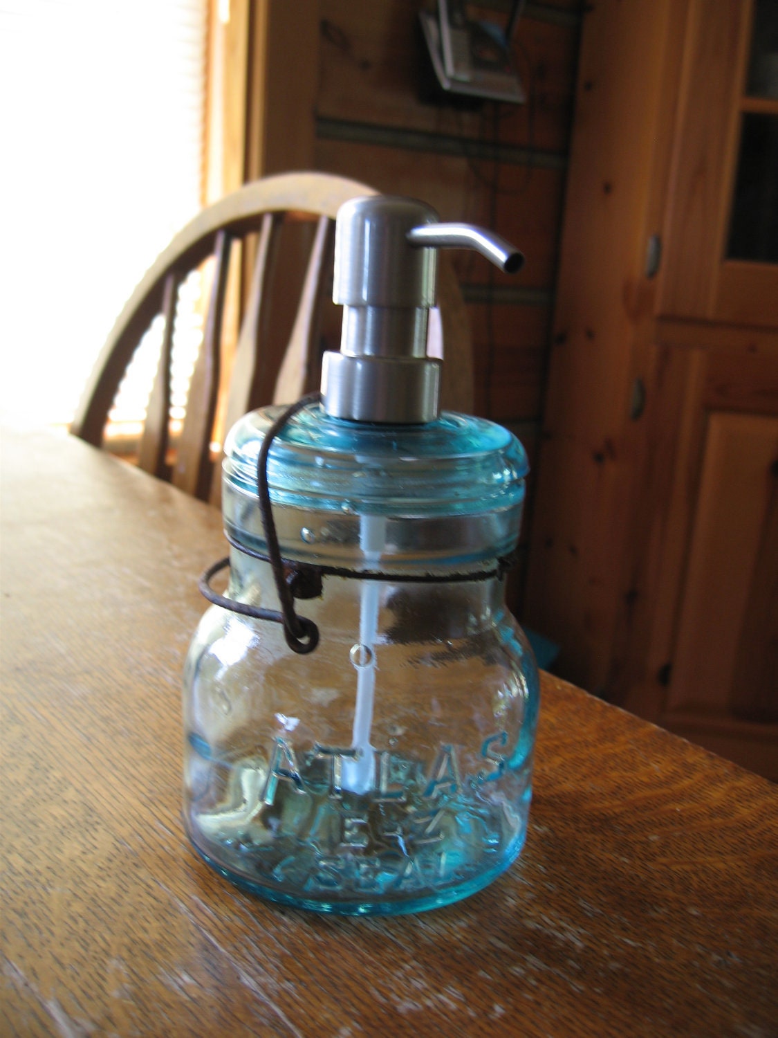 Mason Jar Soap Dispenser - Antique Canning Jar Soap Dispenser - Canning Jar Soap Dispenser