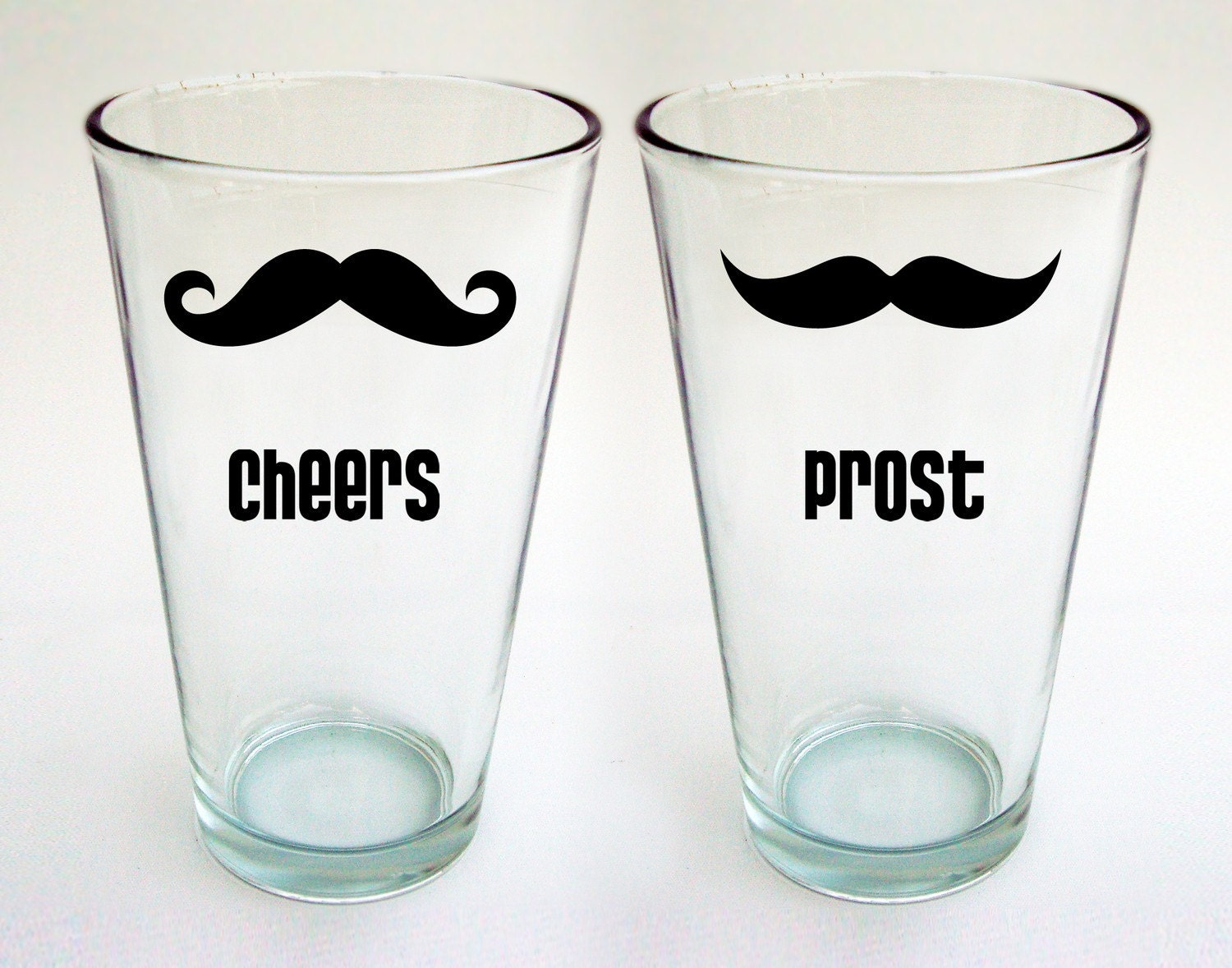 Classic Mustache Pint Glasses - your choice - set of 4