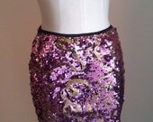 Last Chance M and L only - Pink and Gold Swirl Sequined Skirt - Unique Sexy Stretchy Sequin Party Cocktail Skirt by LOVEALANA.COM
