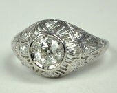 Art Deco Platinum Ring with a .68 carat diamond