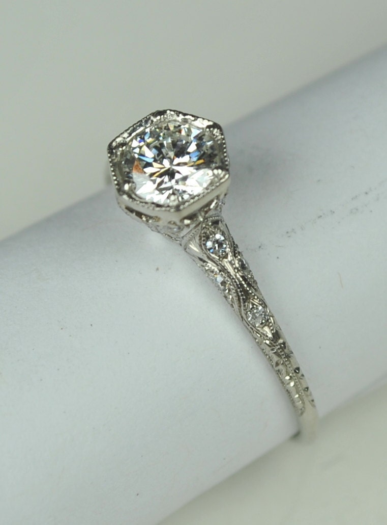 Simply Elegant Art Deco Engagement RIng
