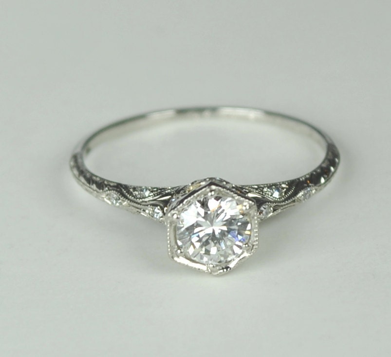 Simply Elegant Art Deco Engagement RIng