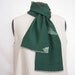 Silk scarf, dark green with white clouds, woven pattern of clouds, vintage kimono silk