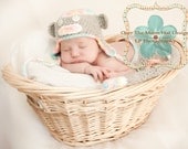 Newborn Sock Monkey Hat and Diaper cover set with detachable tail
