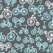 Fabric 1/2 Yard Quirky BICYCLES Aqua GRAY Vintage BIKES Michael Miller Quilting Sewing