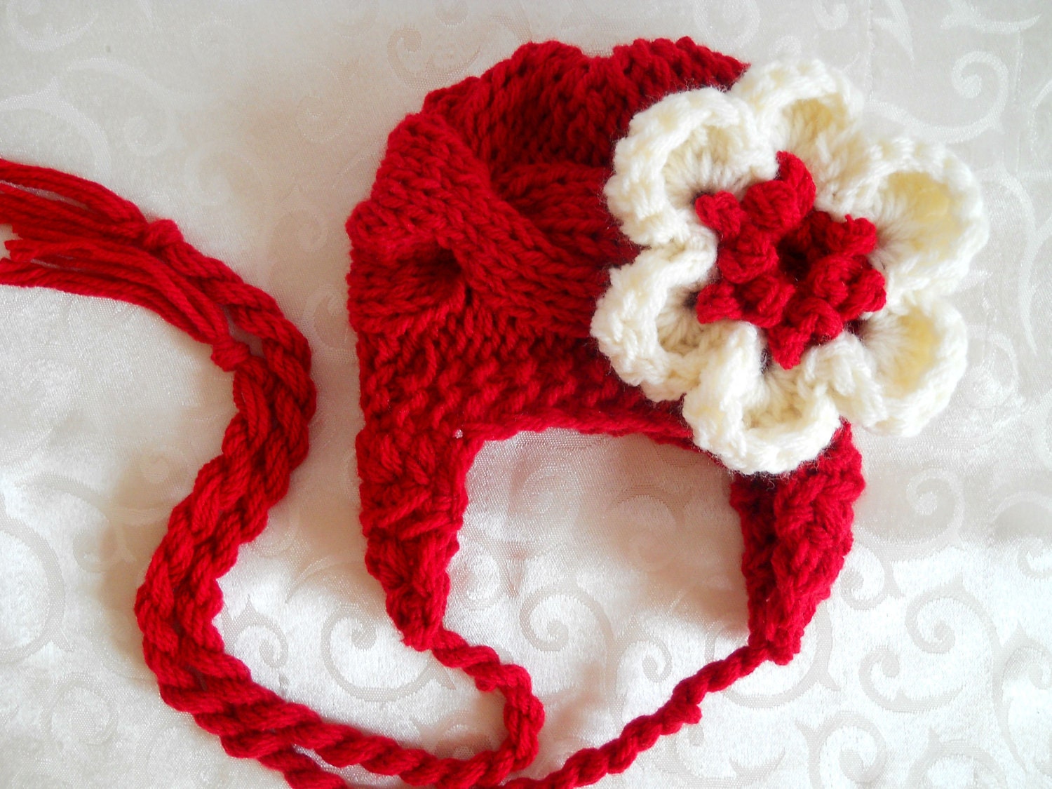 Newborn Baby Girl Hat  - Hand Knitted Baby Hat - Baby Girl Knit Hat
