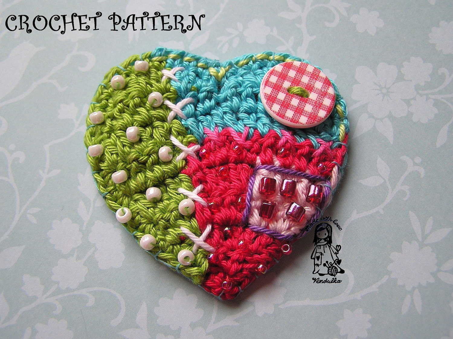 Crochet pattern - patchwork heart, DIY