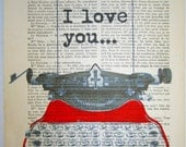 Typographic Print, Digital Print Typography: Your own message with red typewriter-ORIGINAL personalized ARTWORK
