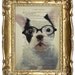 Clever bulldog-Original Illustration-Art Print-Art Poster-Hand Painting Acrylic Mixed Media-Kids Wall Art Dorm Decors Nursery Portret