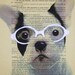 Clever bulldog- ORIGINAL ARTWORK Mixed Media, Hand Painted on 1920 famous Parisien Magazine 'La Petit Illustration' by Coco De Paris