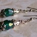 Green Glass Boho Look Earrings - Forest Green Crystal Earrings - Emerald Green and Silver