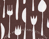 Half Yard Flatware in Espresso, Metro Cafe, Louise Cunningham, Robert Kaufman Fabrics, 100% Cotton Fabric