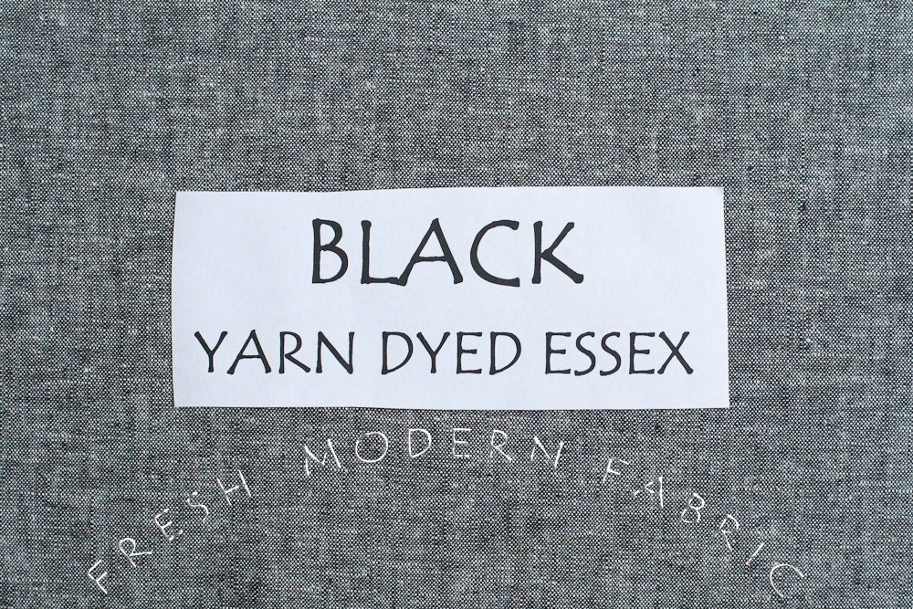 One Yard BLACK Yarn Dyed Essex, Linen and Cotton Blend Fabric from Robert Kaufman