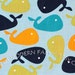 LAST PIECE Half Yard Whales in Bermuda, Urban Zoologie, by Ann Kelle for Robert Kaufman, 100% Cotton Fabric