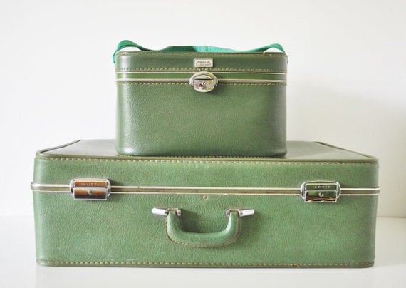 Large Green Suitcase by thewhitepepper on Etsy