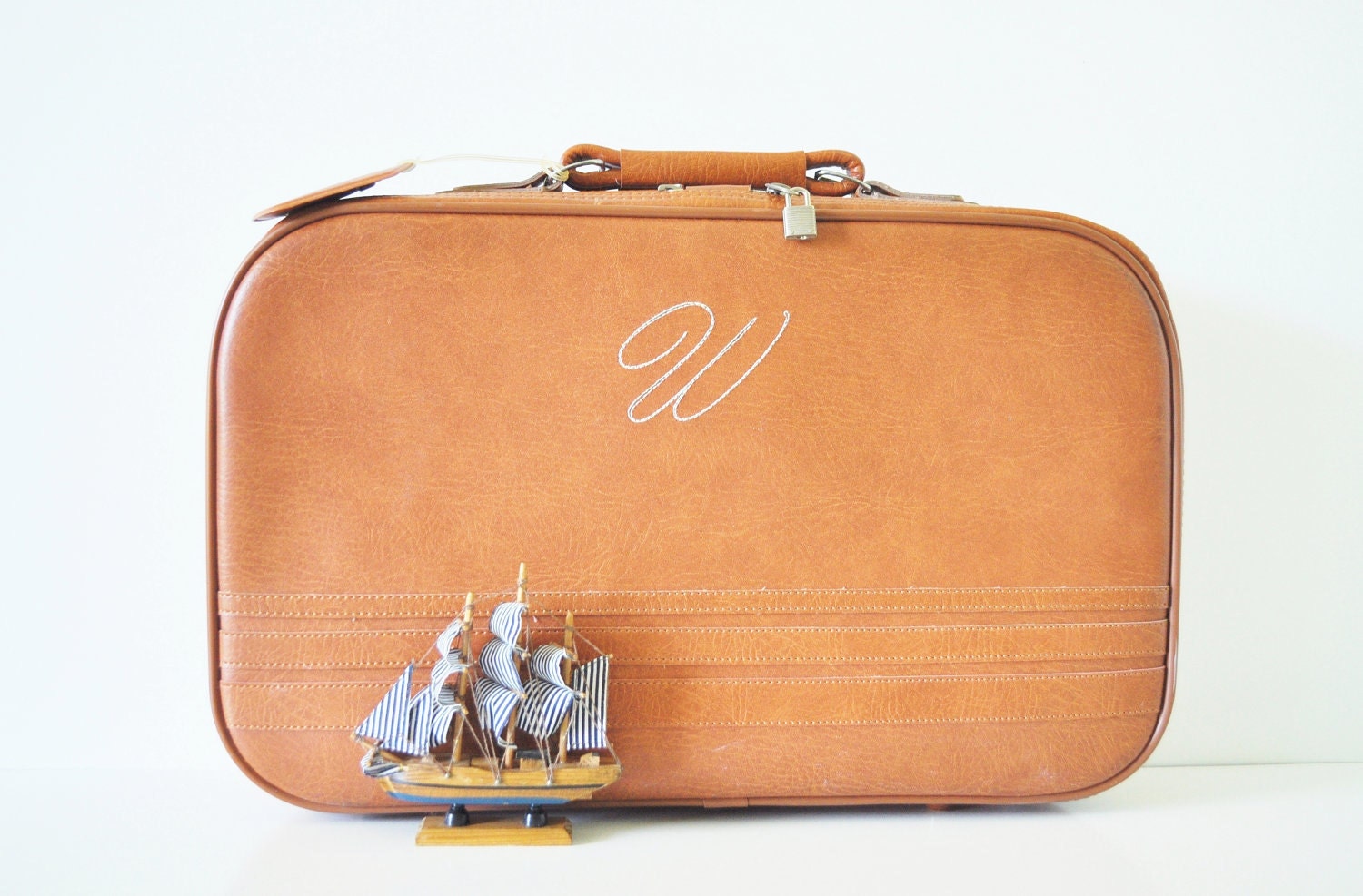 Caramel Colored Vinyl Suitcase