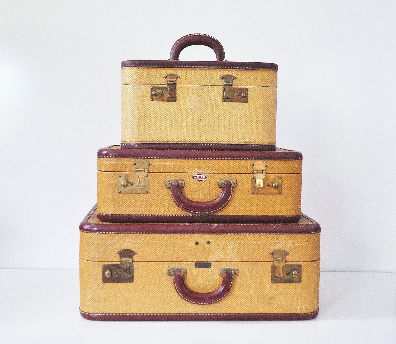 Early Mid-Century Suitcase - Largest in Set of Three