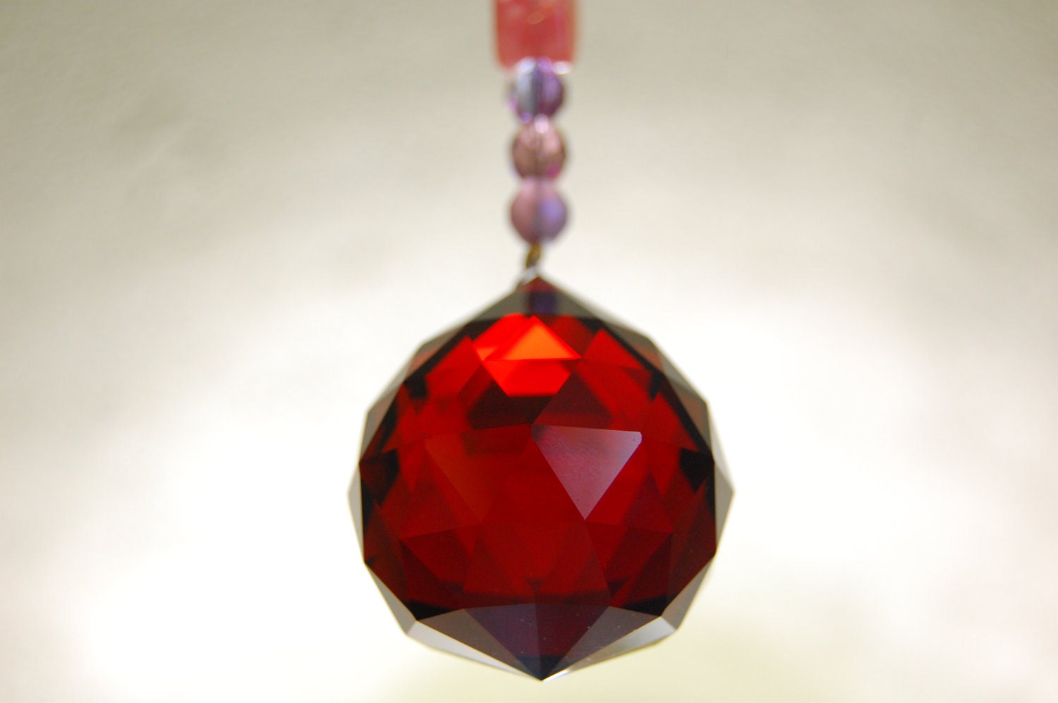Crystal Suncatcher Extra Large 40mm Red Sphere (good feng shui)