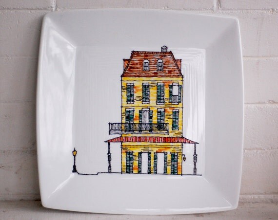 new orleans historic townhouse square dinner plate