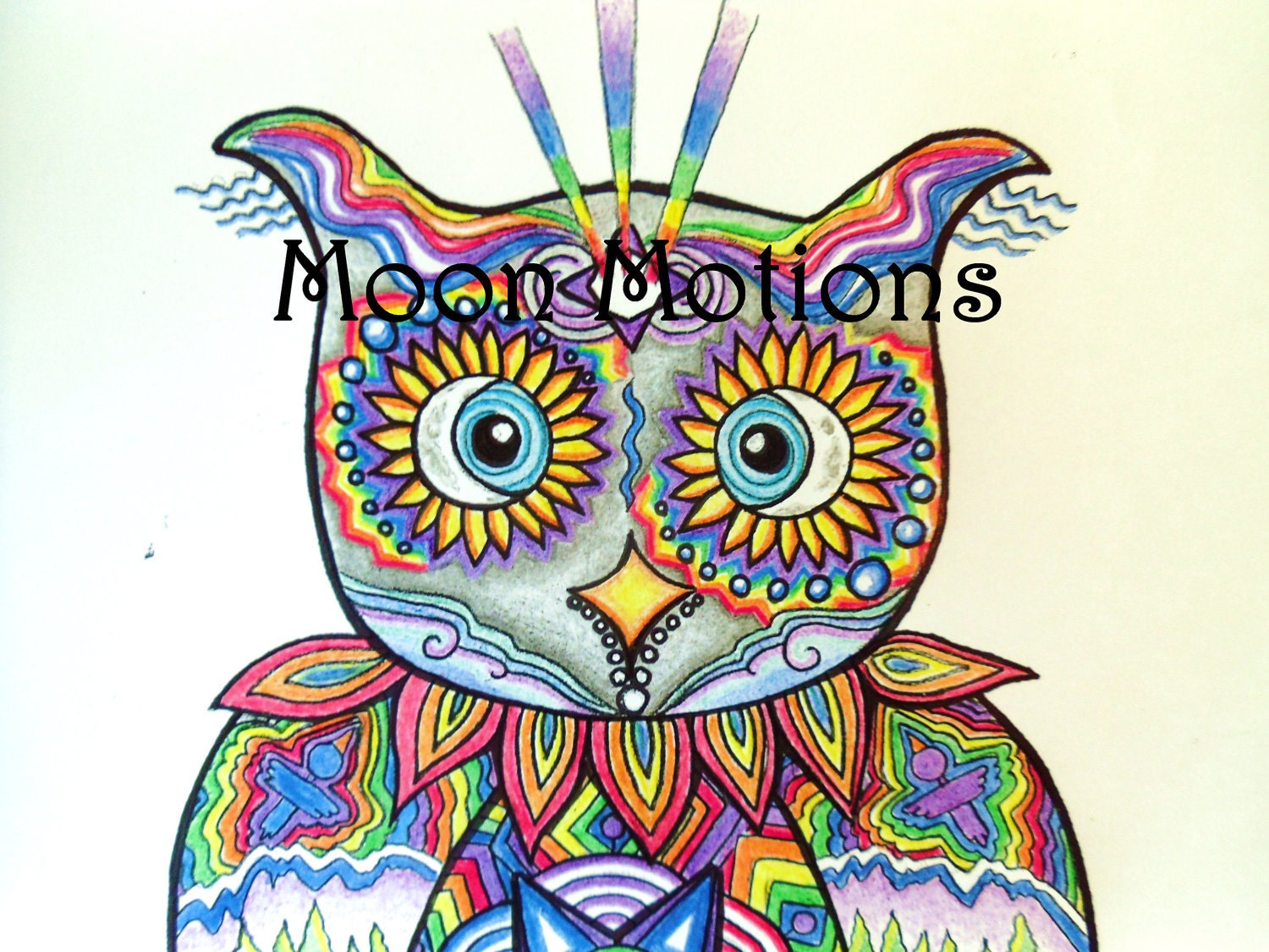 Wall Art- Print- Sacred Wisdoms- Cosmic Rainbow Owl 8x11- Print of Original