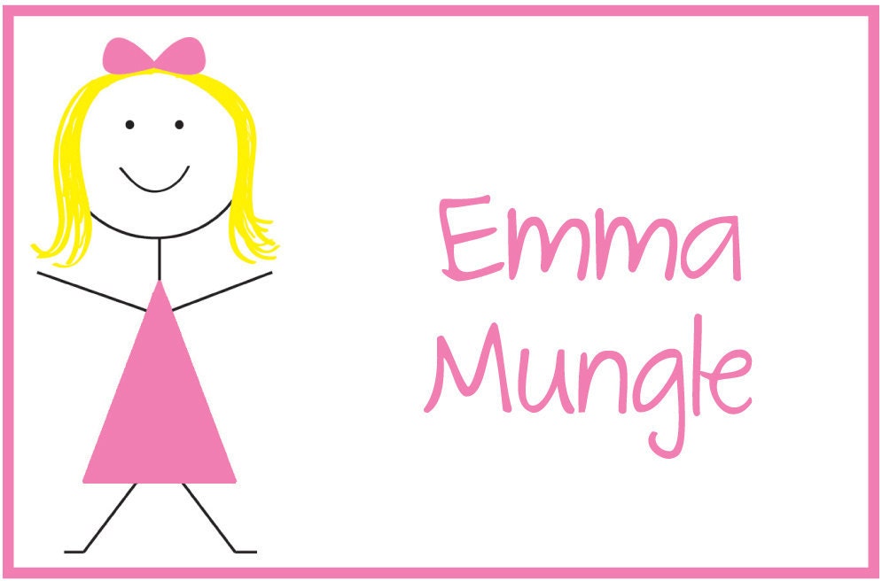 Personalized Stick Kids Name Cards/ Enclosure Cards