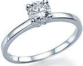 0.20 carats Round Cut Diamond Engagement Ring 14k White Gold