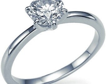 1.00 carats Round Cut Diamond Engagement Ring 14k White Gold