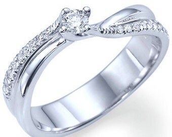0.30 carats Round Cut Natural Diamond Engagement Ring 14k White or Yellow Gold
