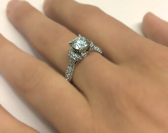 1.40 carats Round Cut Natural Diamond Engagement Ring 14k White or Yellow Gold