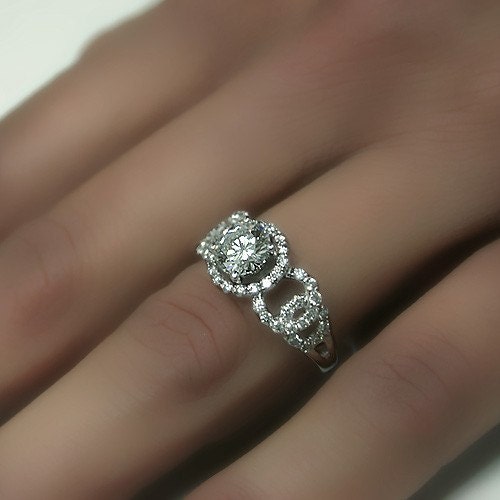 1.00 carats Round Cut Diamond Engagement Ring 14k White Gold