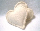 Pocket Hand Warmers Wool WHITE HEART Cashmere - ScissorwizardDesigns
