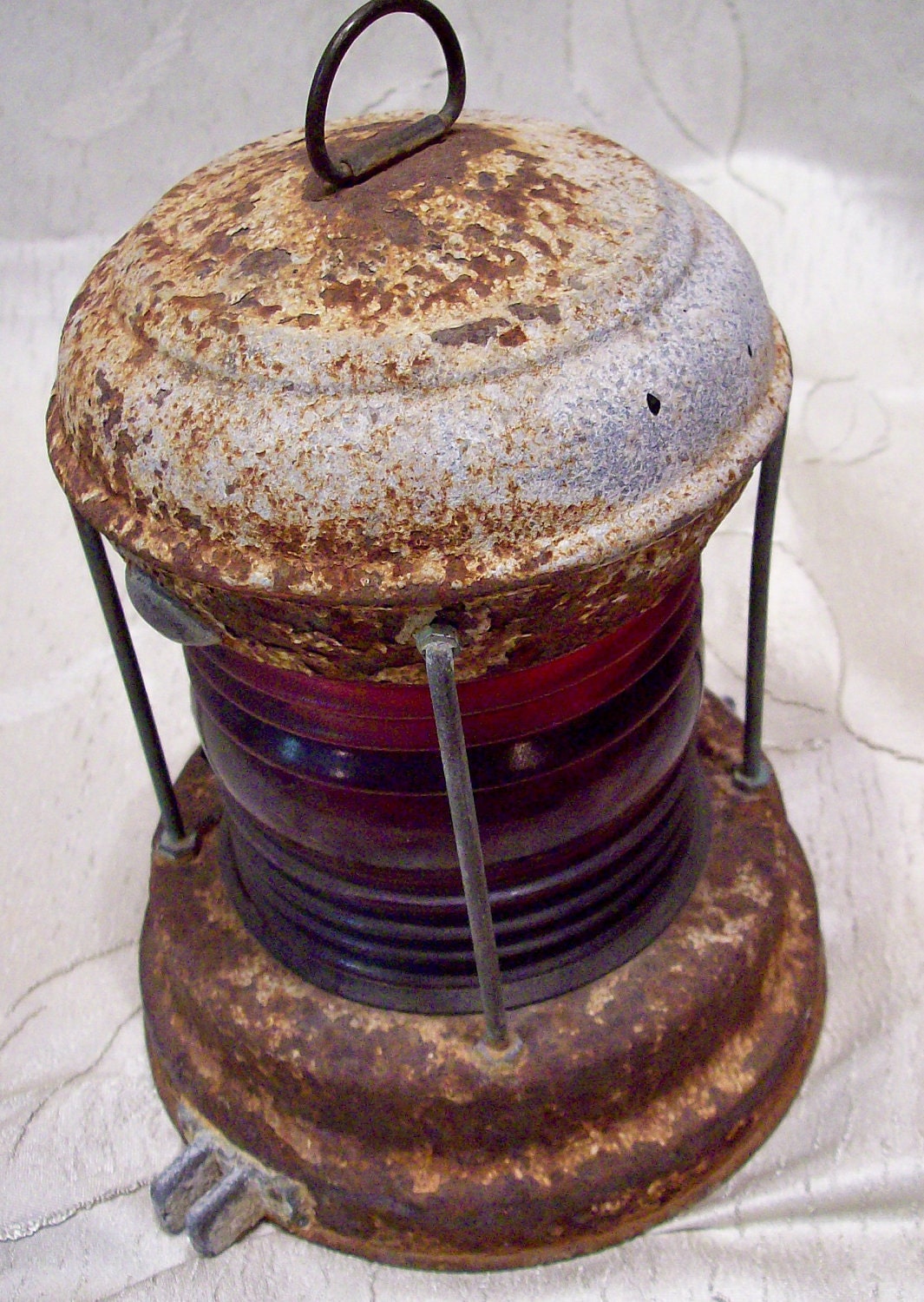 Rustic Railroad lantern vintage rusty charming red lamp