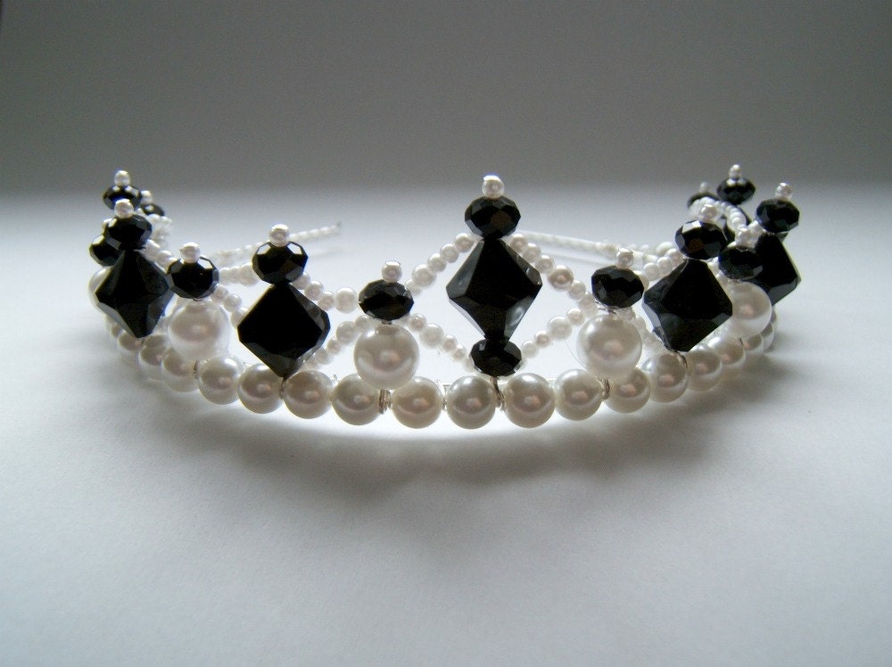 Black and White Beaded Tiara