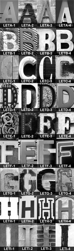 Custom Amount of 4x6 Photo Letters A-Z, Number and Symbols - Make Your Own Custom Name Art - Black & White