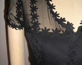 Vintage Blouse Silk Chiffon Wool Crepe Bodice Lace Trim Cracchiolo Design Sample circa 80's