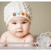 CREAM BUMPY : baby girl crochet hat size 6-9 months