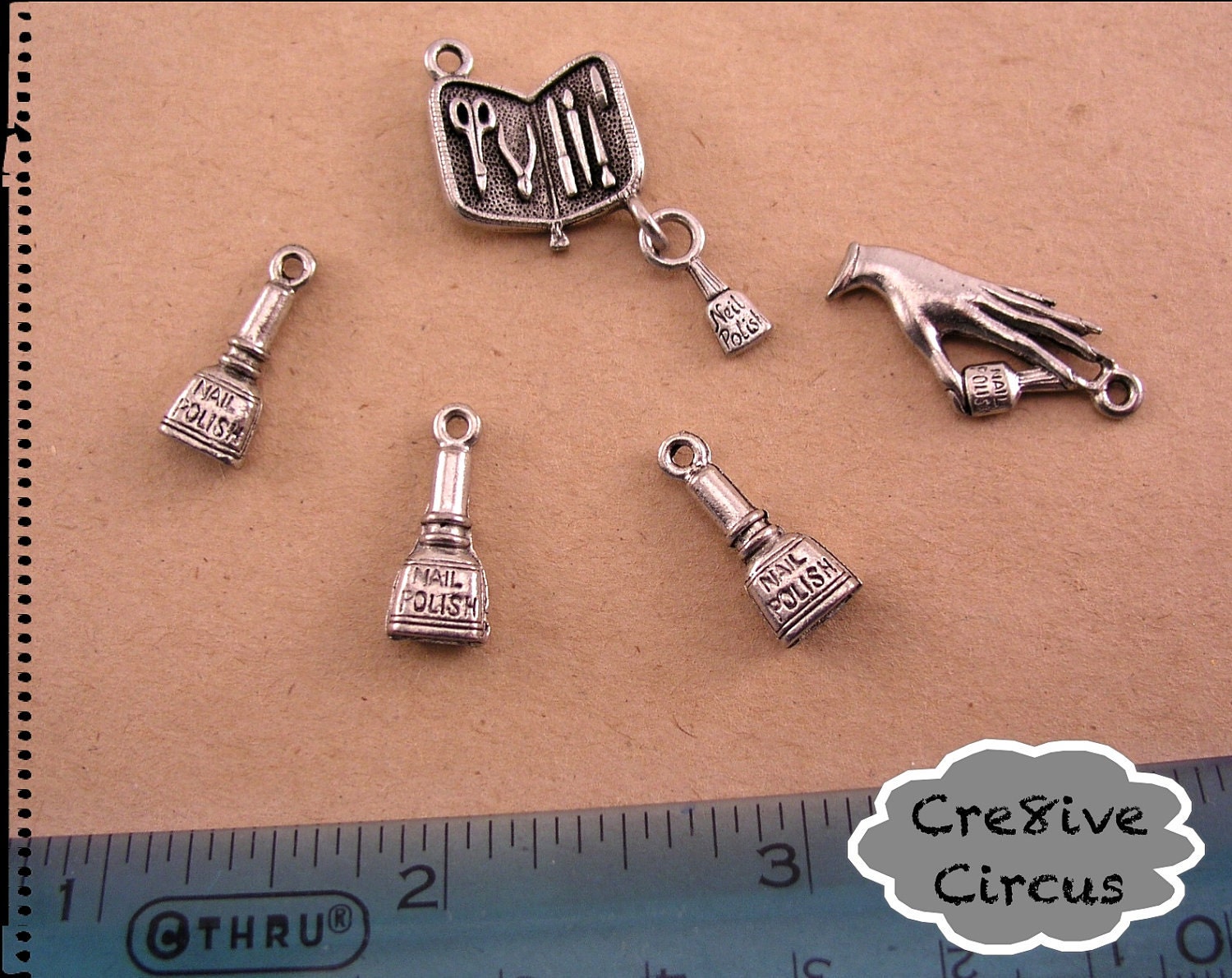 Nail Salon Themed Charms Set of 5 by TheCre8iveCircus on Etsy