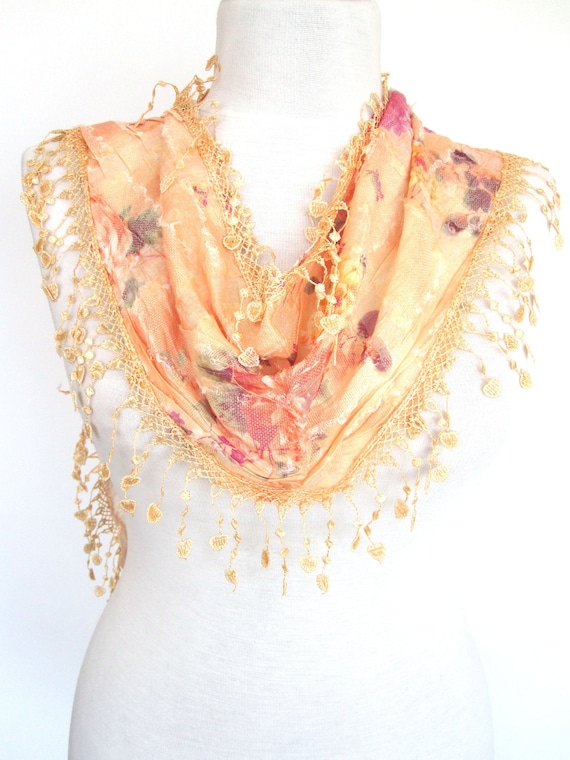 Somon Cotton Scarf With Fringed Lace, Fashion, Gift, Women, Summer Trends