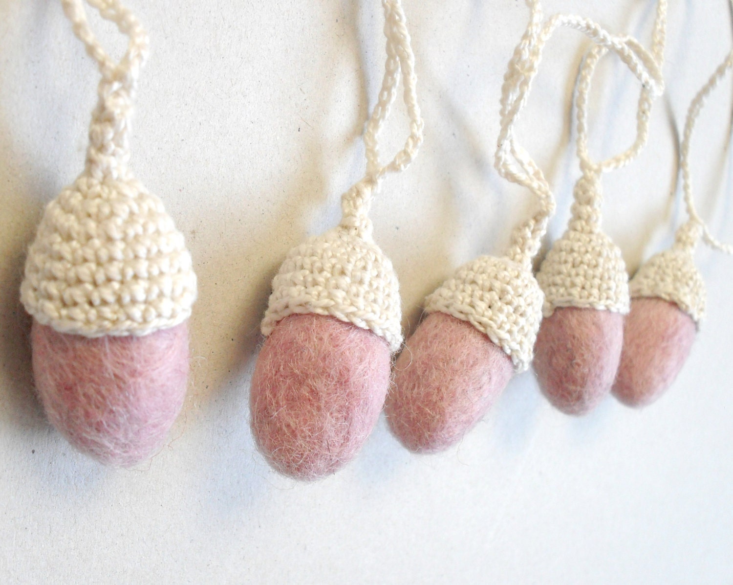 Wedding Autumn Garland of Pink Acorns- Pastel Pink garland