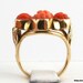 14k Yellow Gold Victorian Carved Coral Cocktail Ring c. 1800s