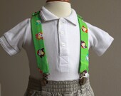 Owl print adjustable suspenders