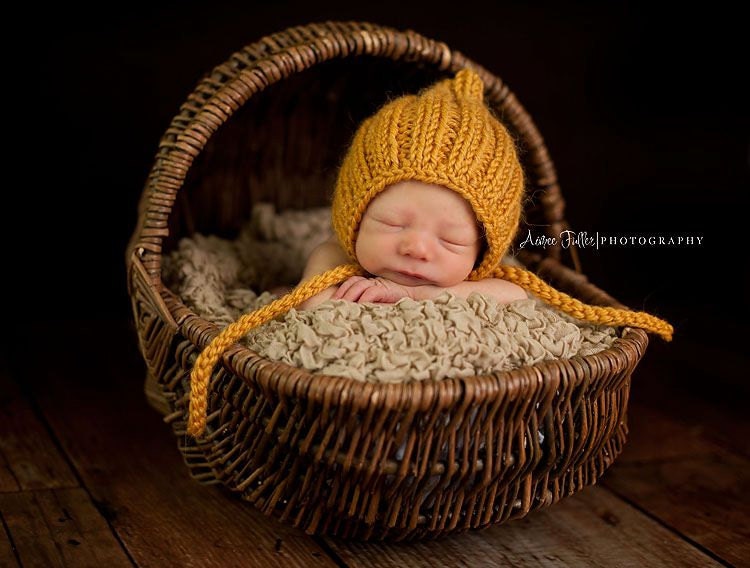 Newborn Barley Brown Photo Prop Bonnet hat- Winter Baby Hat- Twins Knit Hats- Many color choices