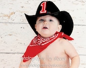 Baby Boy / Toddler Party Set in Cow Hide Red Bandana and Cowboy Hat Cake Smash outfit