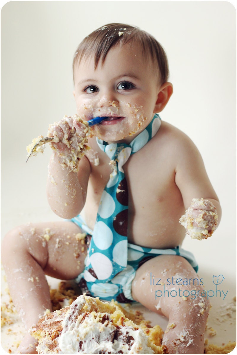 Baby Boy / Toddler Necktie & Diaper Cover Set Cake Smash Outfit First Brithday Set You Pick Print