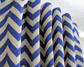 Pair of Decorative Designer Custom Curtains Drapes 50 x 84 Peacock Blue and Tan Chevron Zig Zag